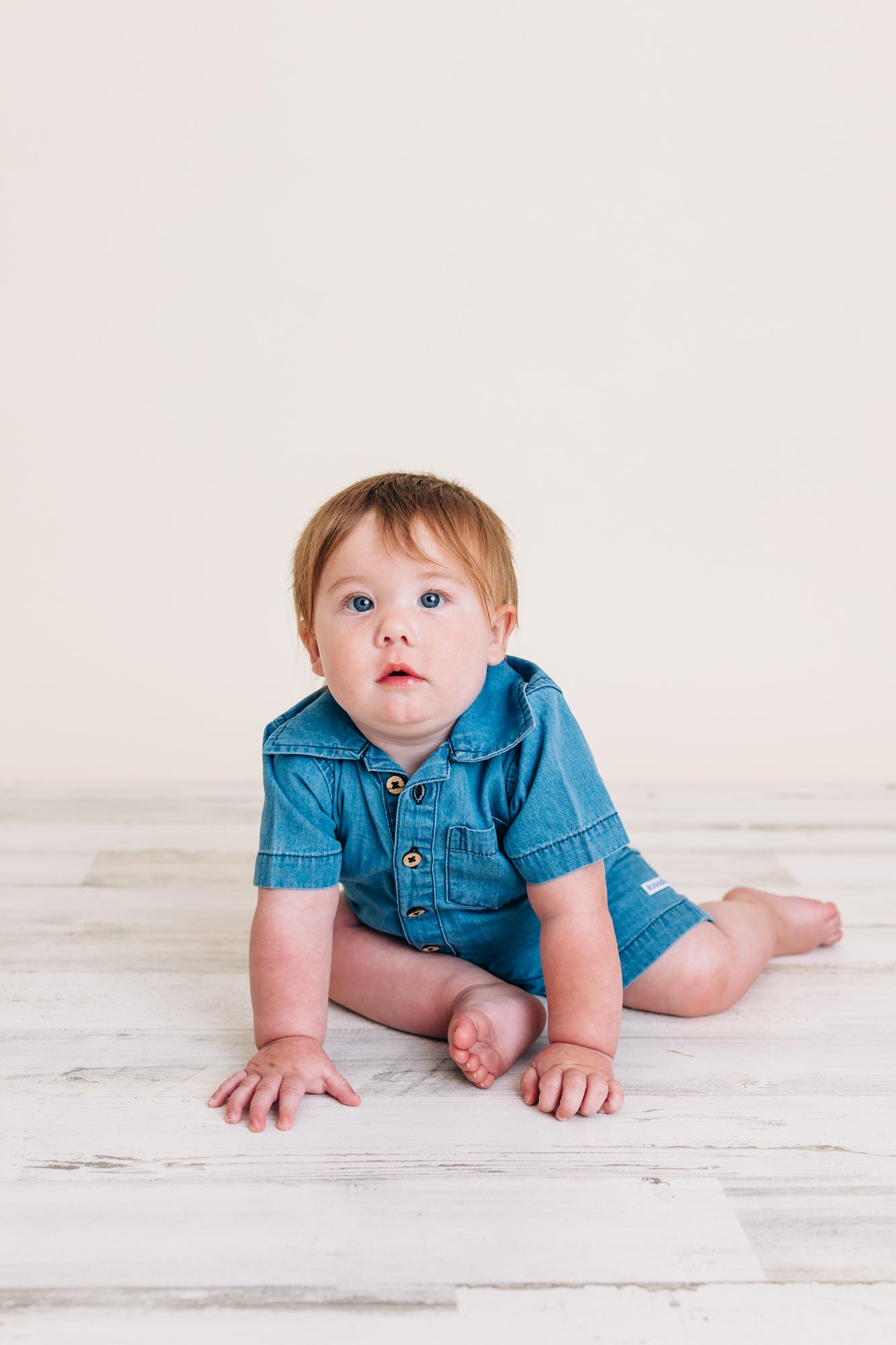 Light Wash Denim Button-Up Romper