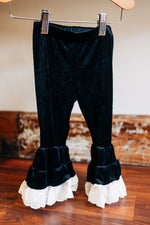 Black Lace Trimmed Velvet Bell Bottoms