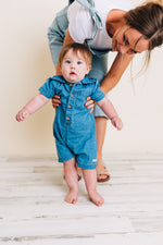 Light Wash Denim Button-Up Romper
