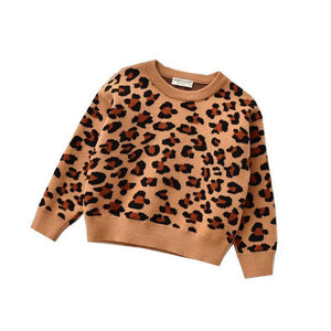 Leopard Print Crew Neck Pullover Sweater