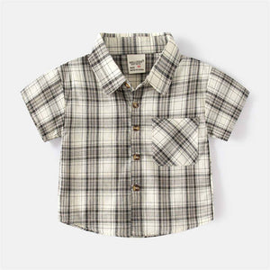 Boys Short Sleeve Plaid Shirt