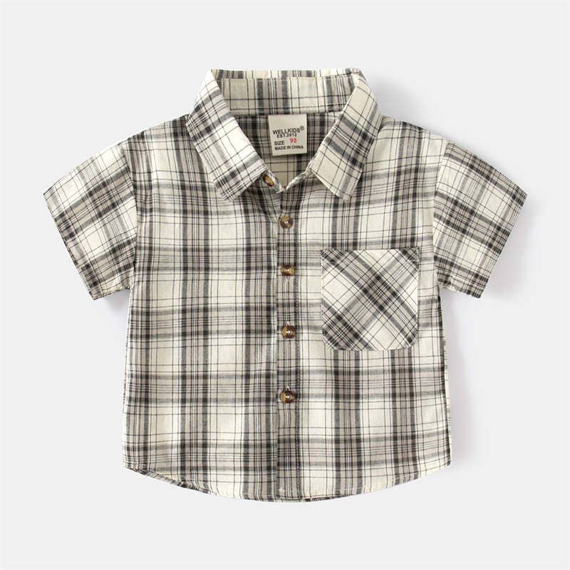 Boys Short Sleeve Plaid Shirt