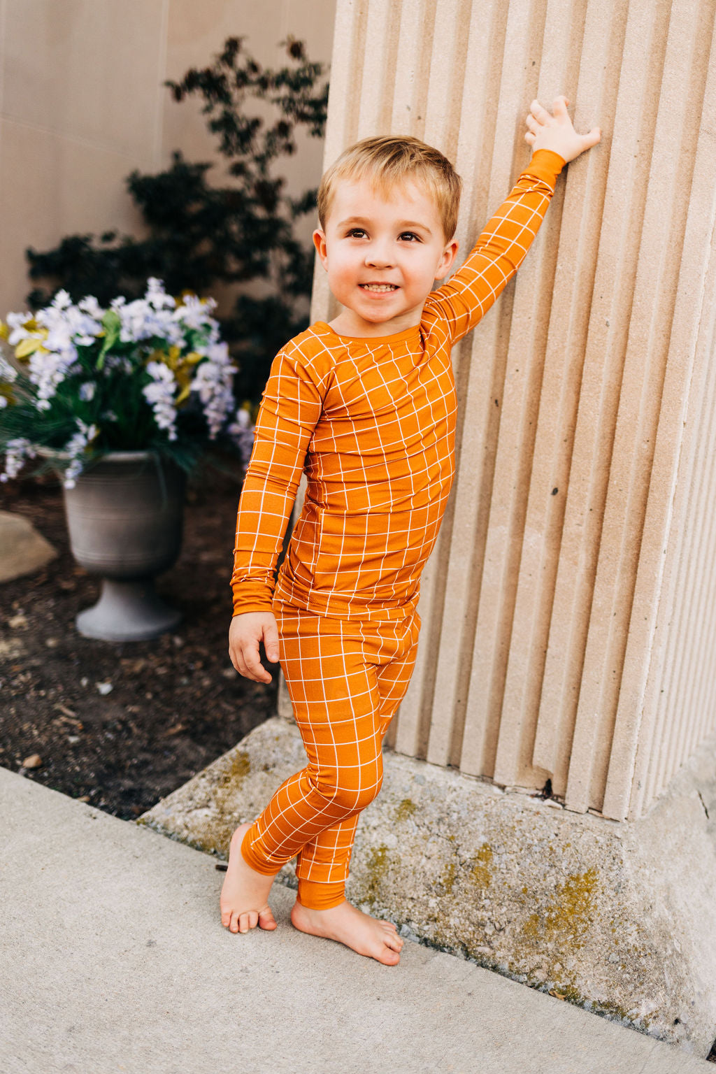 Orange Checks Bamboo Pajamas