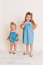 Light Wash Denim Bow Dress