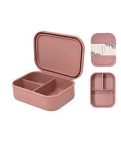 Divided Silicone Bento Lunch Box - Solid Pink