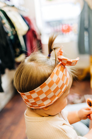 Fall Headband - Pink & Orange Checkered