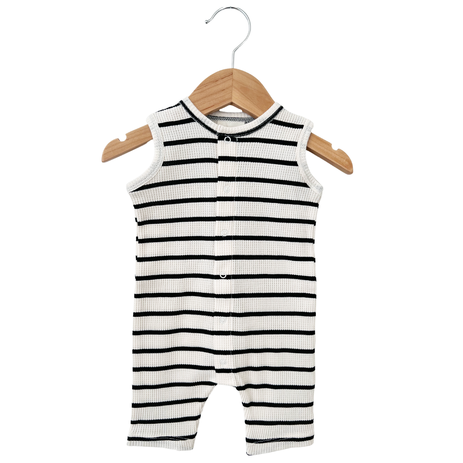 Black Stripe Waffle Romper