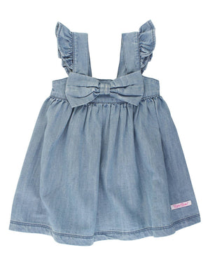 Light Wash Denim Bow Dress