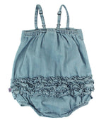 Light Wash Denim Bow Romper