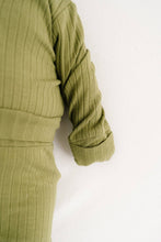 Olive Ribbed Bodysuit Set