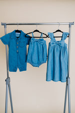 Light Wash Denim Bow Dress