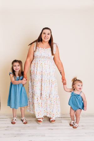 Light Wash Denim Bow Dress