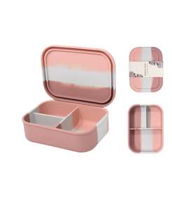 Divided Silicone Bento Lunch Box - Pink Tie Dye