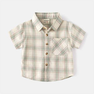 Boys Short Sleeve Plaid Shirt