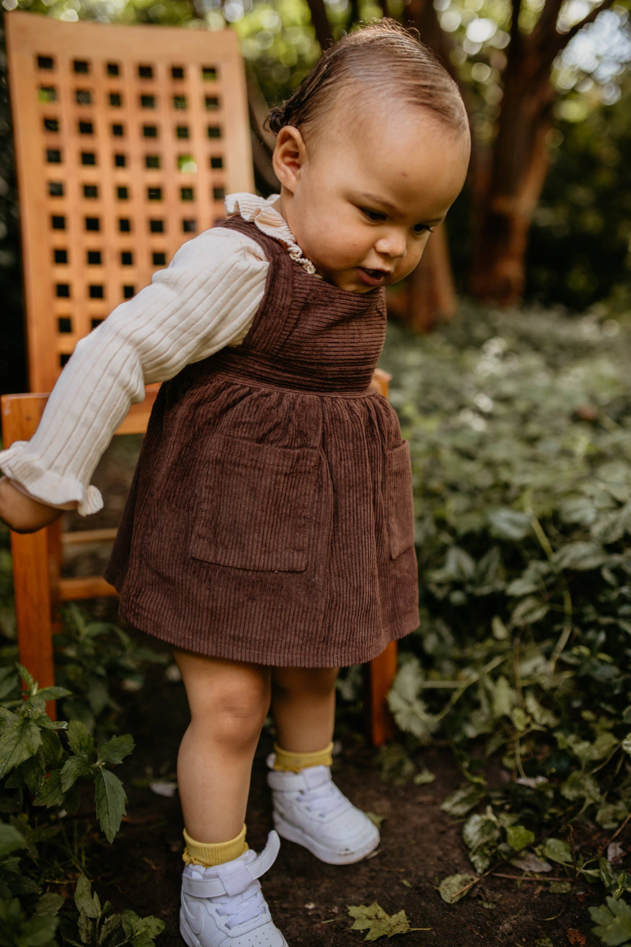 Brown Corduroy Pinafore Dress