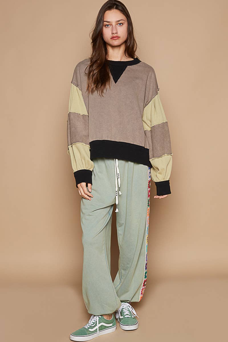 Oversized Color Block Pullover