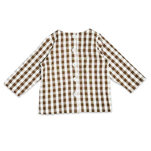 Gingham Muslin Shirt + Corduroy Overall Set