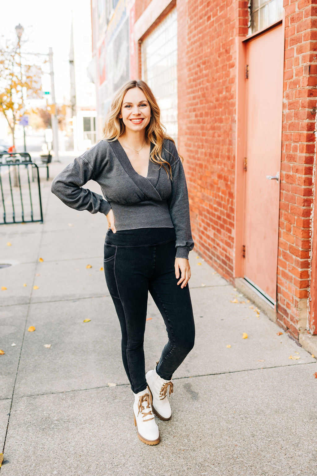 Burned Out Deep V-Neck Sweater