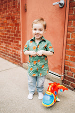 Orange Floral Boy's Shirt