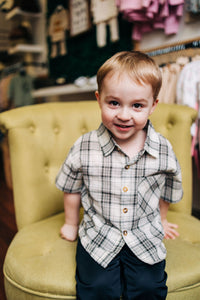 Boys Short Sleeve Plaid Shirt