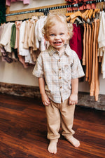 Boys Short Sleeve Plaid Shirt