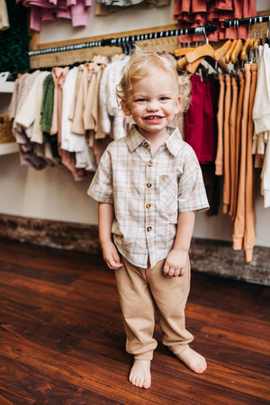 Boys Short Sleeve Plaid Shirt