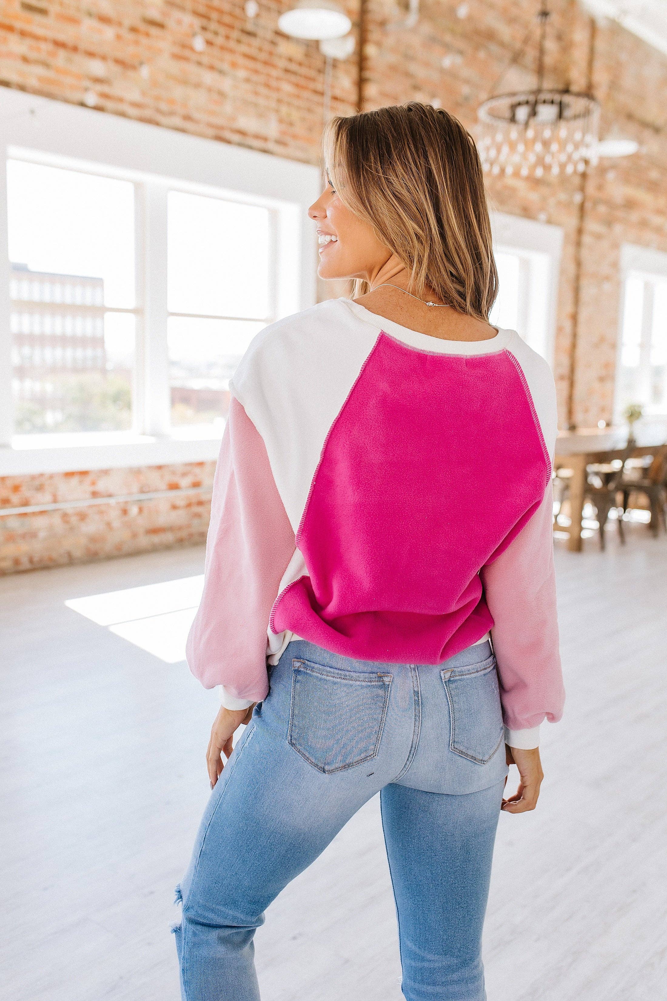 Color Block Plush Pullover