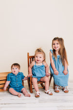 Light Wash Denim Bow Dress