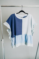 Plus - Mixed Patchwork Ruffle Top