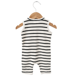 Black Stripe Waffle Romper