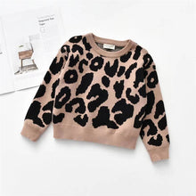 Leopard Print Crew Neck Pullover Sweater