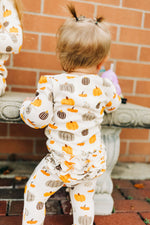 Waffle Ruffle Zippered Footie - Pumpkin