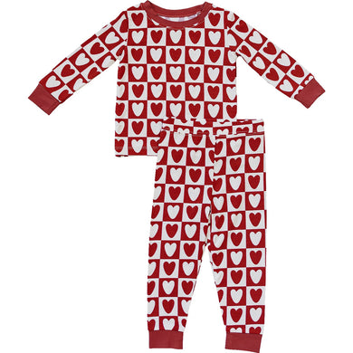 Checkered Hearts Ribbed Bamboo Set