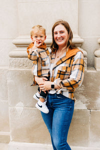 Hooded Brown & Gray Flannel Jacket- Child