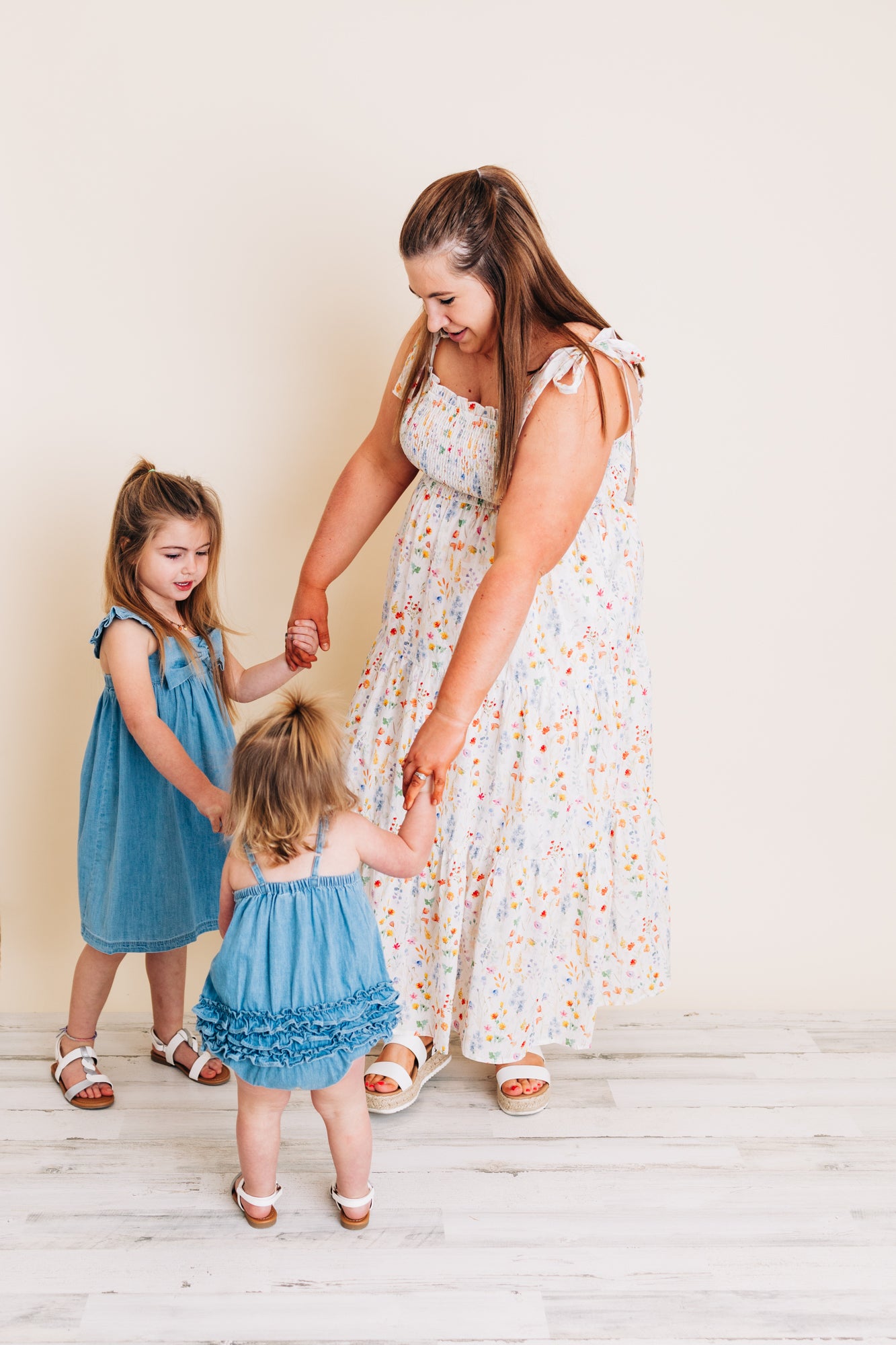 Light Wash Denim Bow Romper