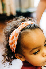 Fall Headband - Pink & Orange Checkered