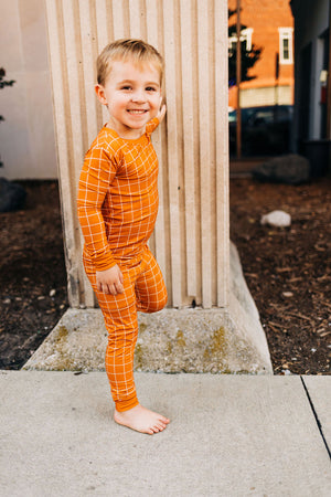 Orange Checks Bamboo Pajamas