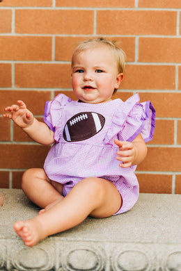 Purple Gingham Football Onesie