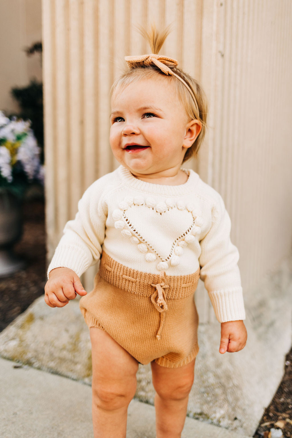 Heart Sweater Romper + Bow