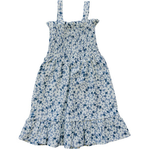 Blue Floral Linen Dress