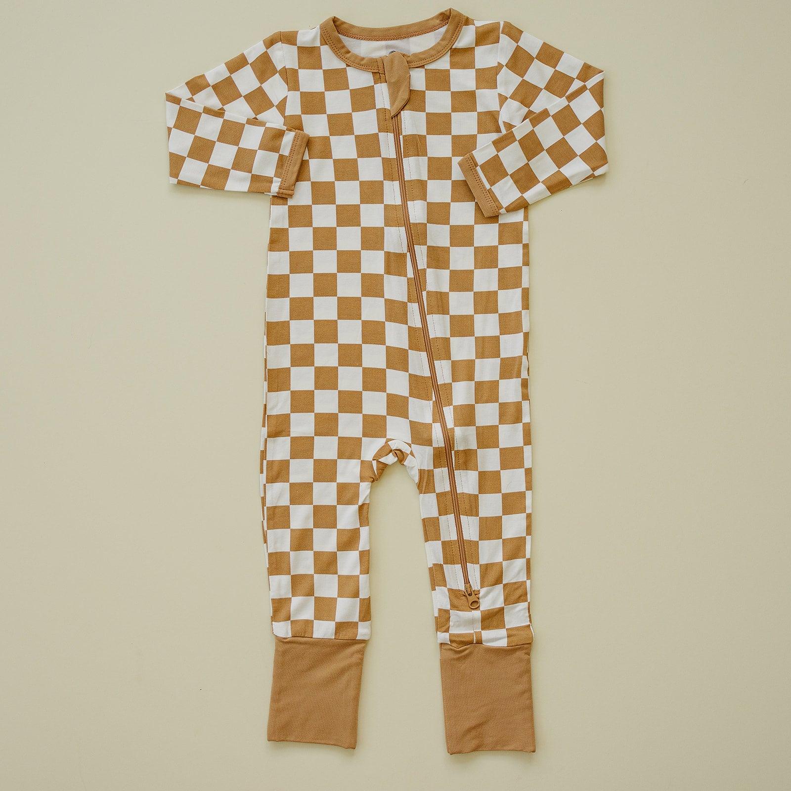 Golden Coast Check Bamboo Zippy Romper