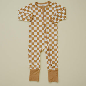 Golden Coast Check Bamboo Zippy Romper