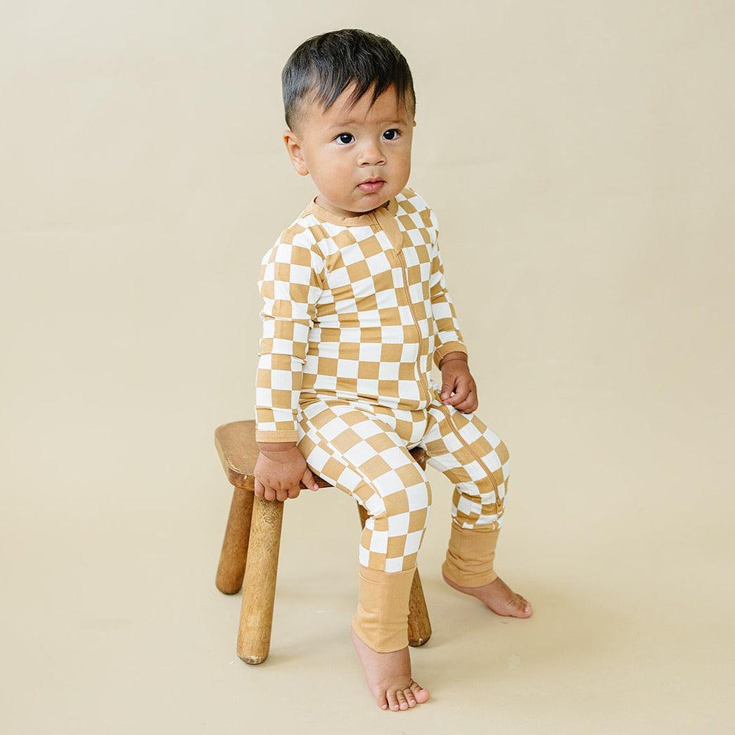 Golden Coast Check Bamboo Zippy Romper