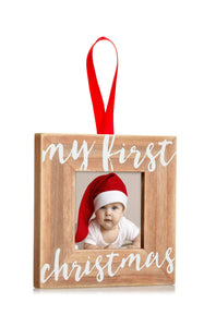 My First Christmas Wooden Holiday Picture Frame Ornament