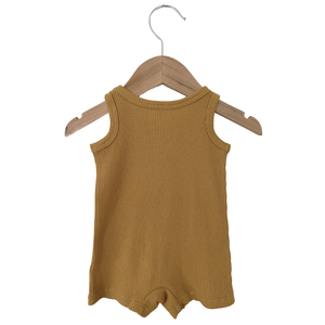 Organic Waffle Shortie Romper, Honey