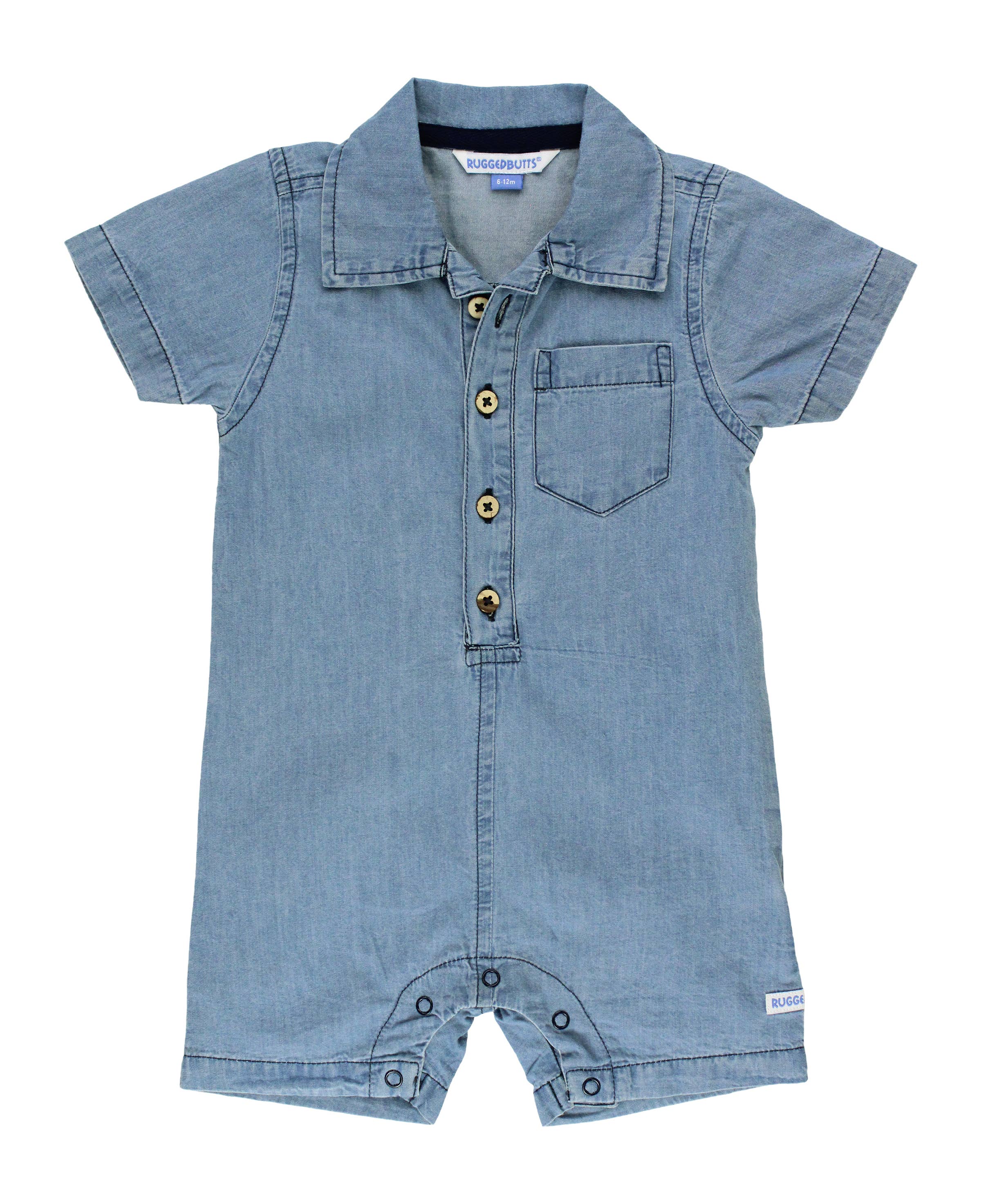 Light Wash Denim Button-Up Romper