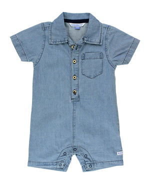 Light Wash Denim Button-Up Romper