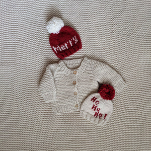 Merry Hand Knit Beanie Hat
