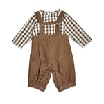 Gingham Muslin Shirt + Corduroy Overall Set