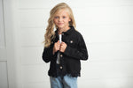 Black Denim Fringe Button Jacket